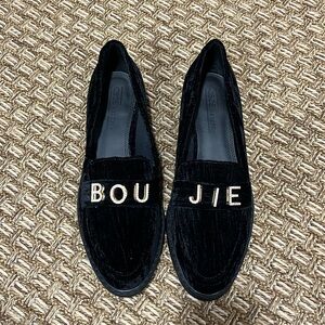 ASOS shoes, black velvet loafers, unisex, like new.